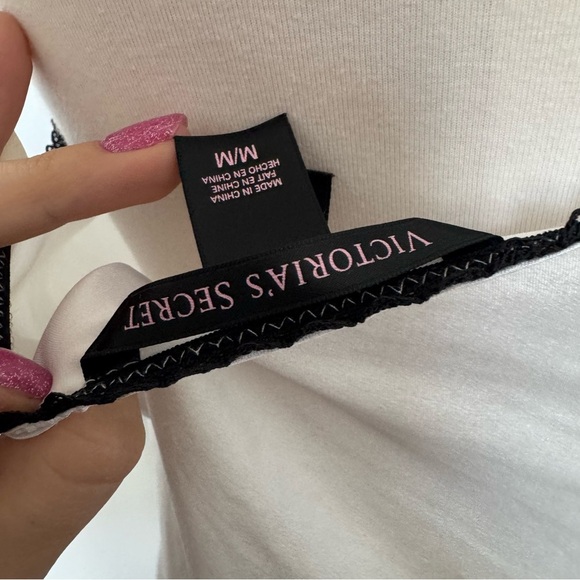 Vintage Silver Satin Slip Dress Black Lace Trim Whimsigoth Coquette Lingerie M - Picture 7 of 10